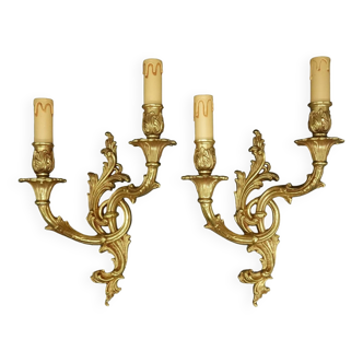 Pair of large Rocaille / Rococo / Baroque style wall lights