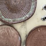 Ceramic service 4 large plates in enamelled stoneware, vallauris 1950