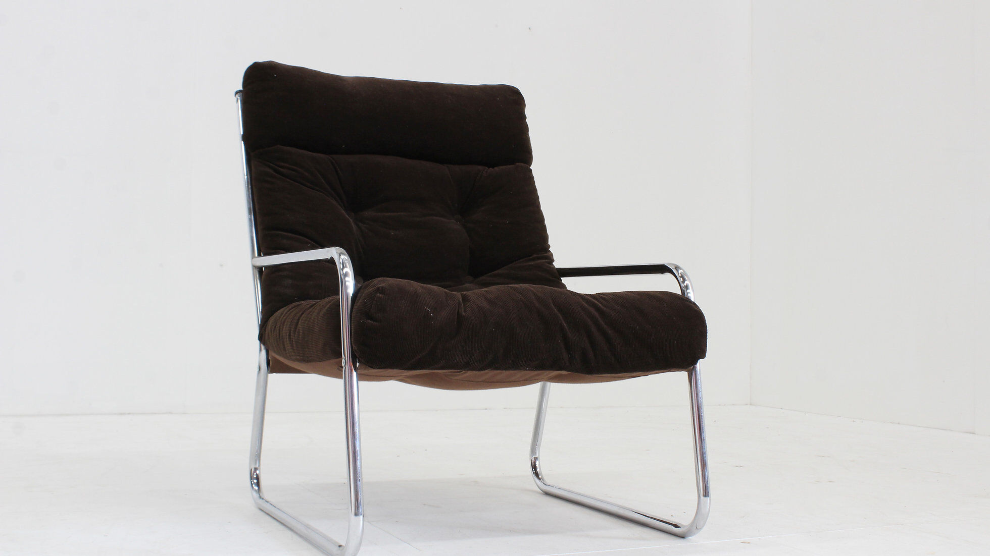 Vintage Space Age chrome armchair by Gillis Lundgren 1970s