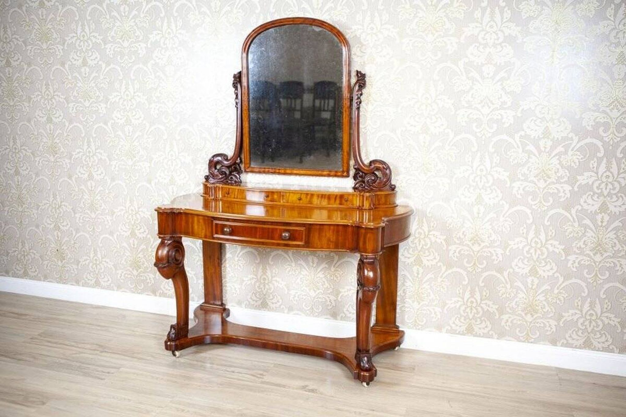 Table de coiffeuse antique en acajou, années 1890