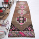 Geometric brown oushak runner rug, 97x326cm