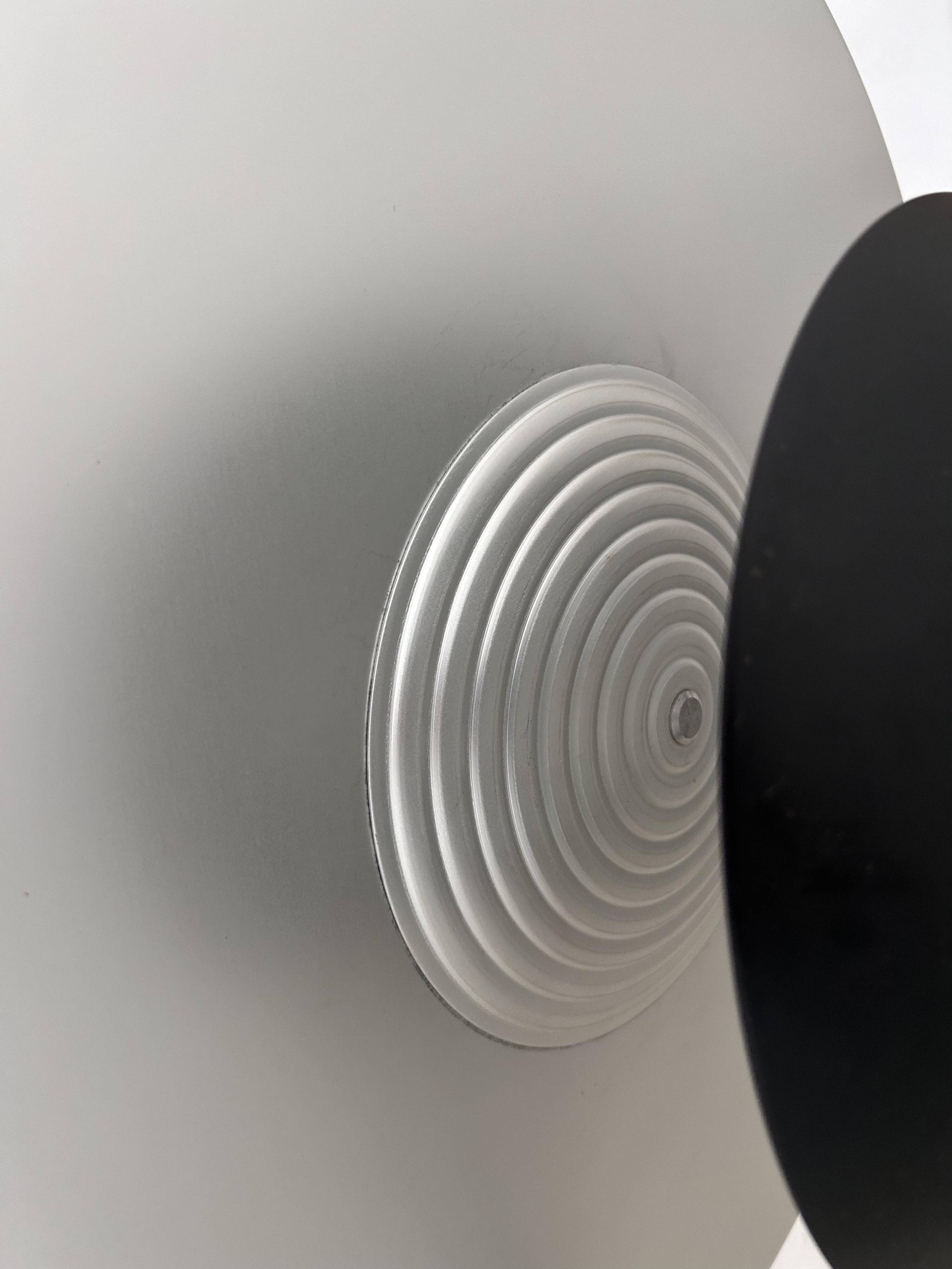 Vintage wall lamp, aluminum and sandblasted glass, Italy 1980