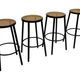 Set of four vintage bar stool - webbing and wood, 1980s Italian design