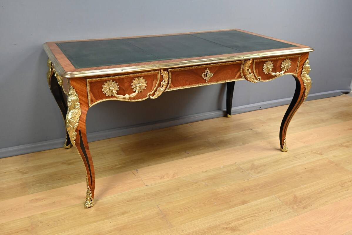 Regency style marquetry desk in precious woods – Late 19th century