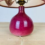 Pink ceramic fig lamp, dried flowers lampshade