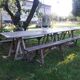 Vintage Guinguette table set with 2 benches
