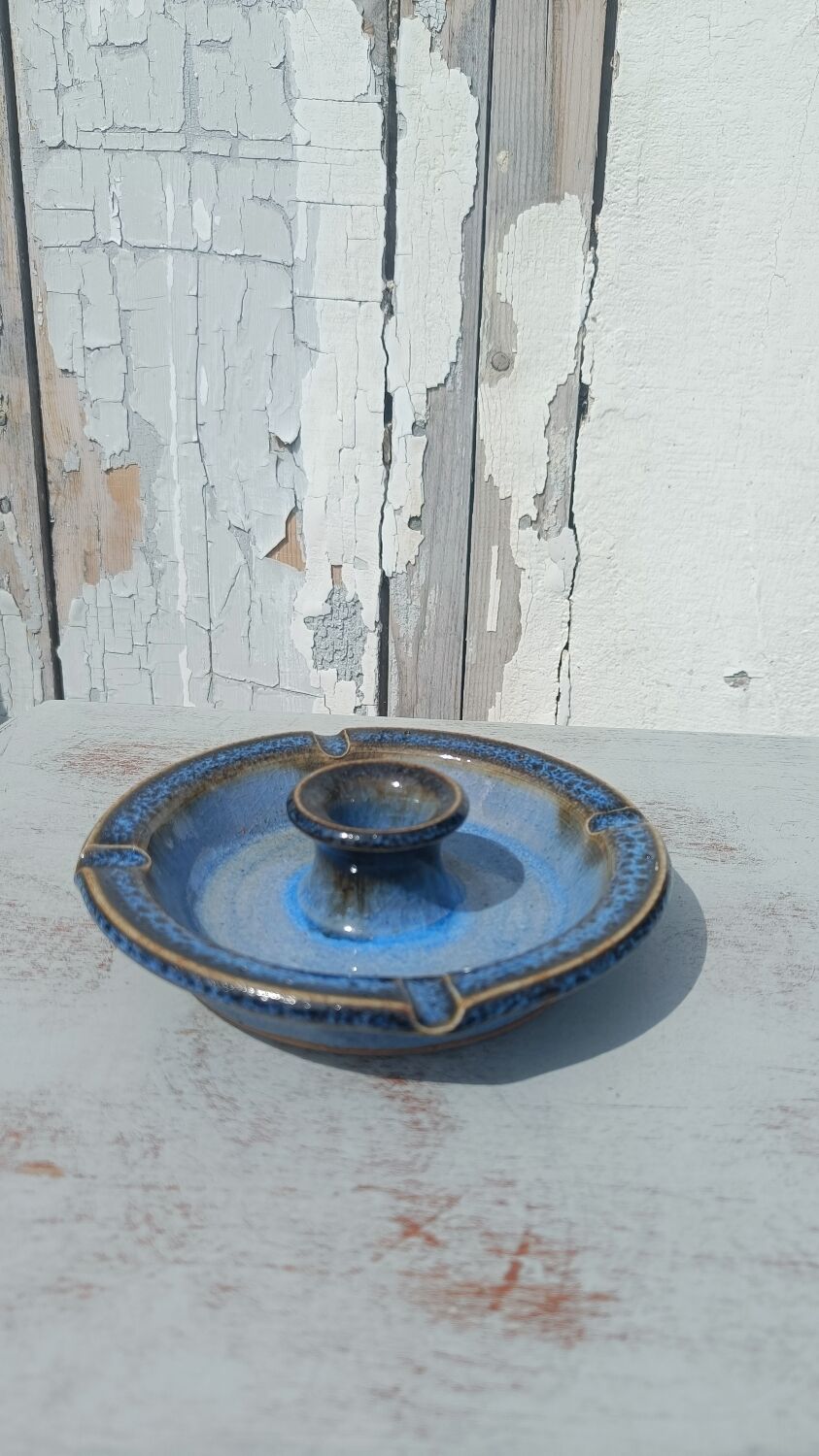 Bougeoir artisanal en grès émaillé