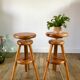 pair of adjustable architect stools pine style 60s