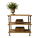 Natural wood display shelf with three tiers