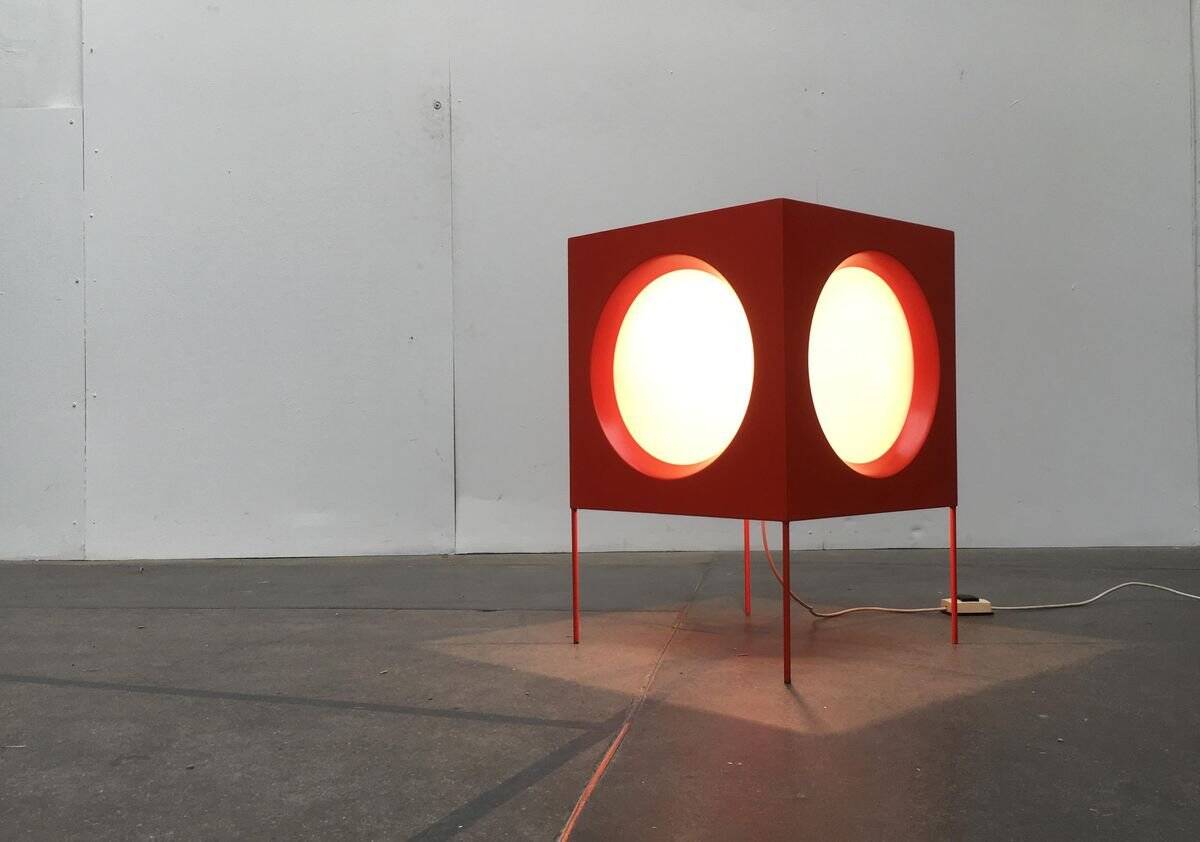 Cube Floor Lamp T-267 Swiss Space Age by Carl Moor for BAG Turgi, 1960s