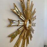 Mirror sun in gilded wood XXL facet mirror design year 60