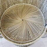 Fauteuil peacock, style Emmanuel en osier tressé, années 1970