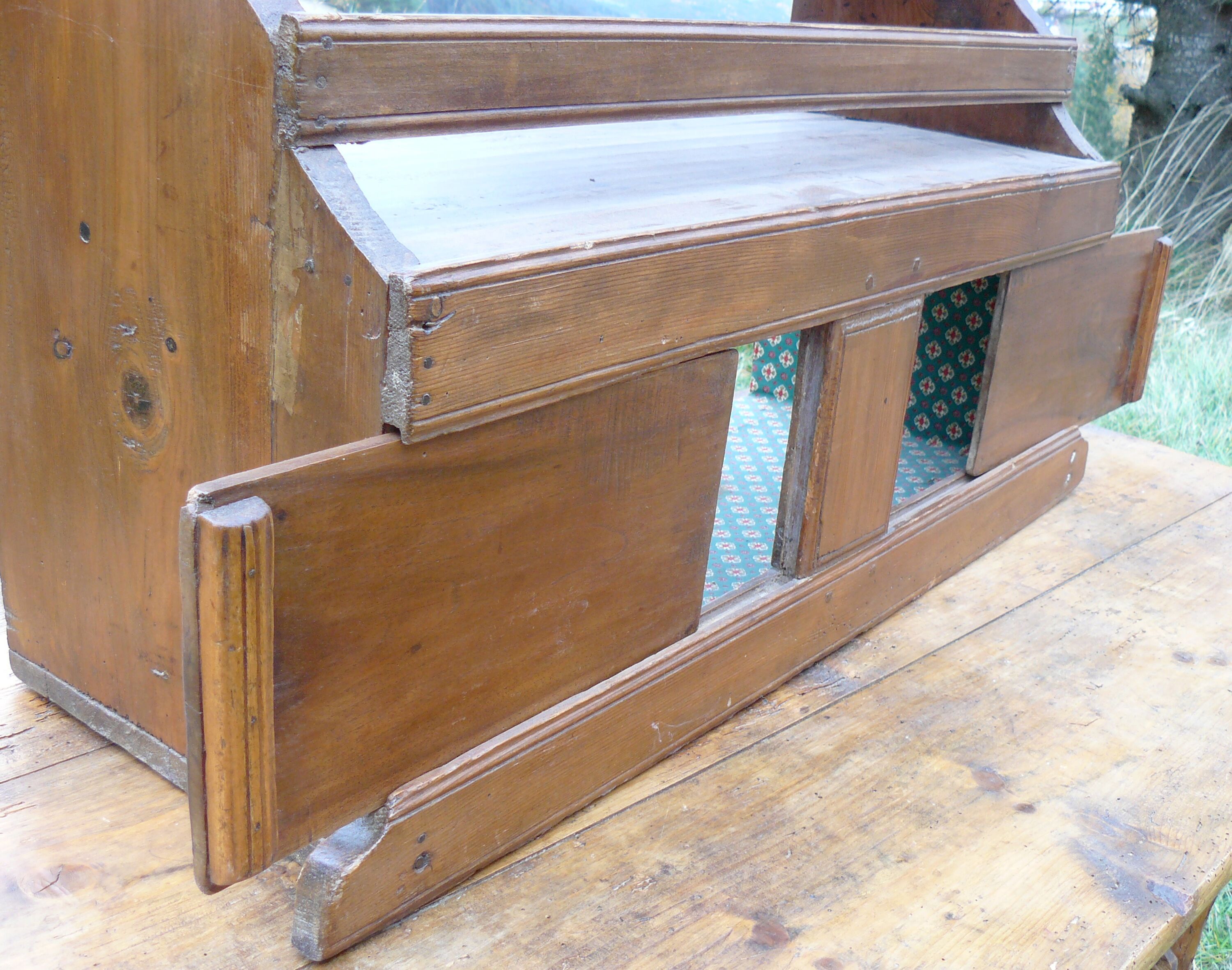 Savoyard folk art sliding door pantry shelf