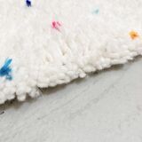 Berber carpet beni ouarain ecru with multicolored polka dots 255x146m