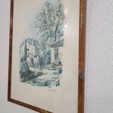Magnificent Print (Lithograph/Watercolor) Provençal Village Scene