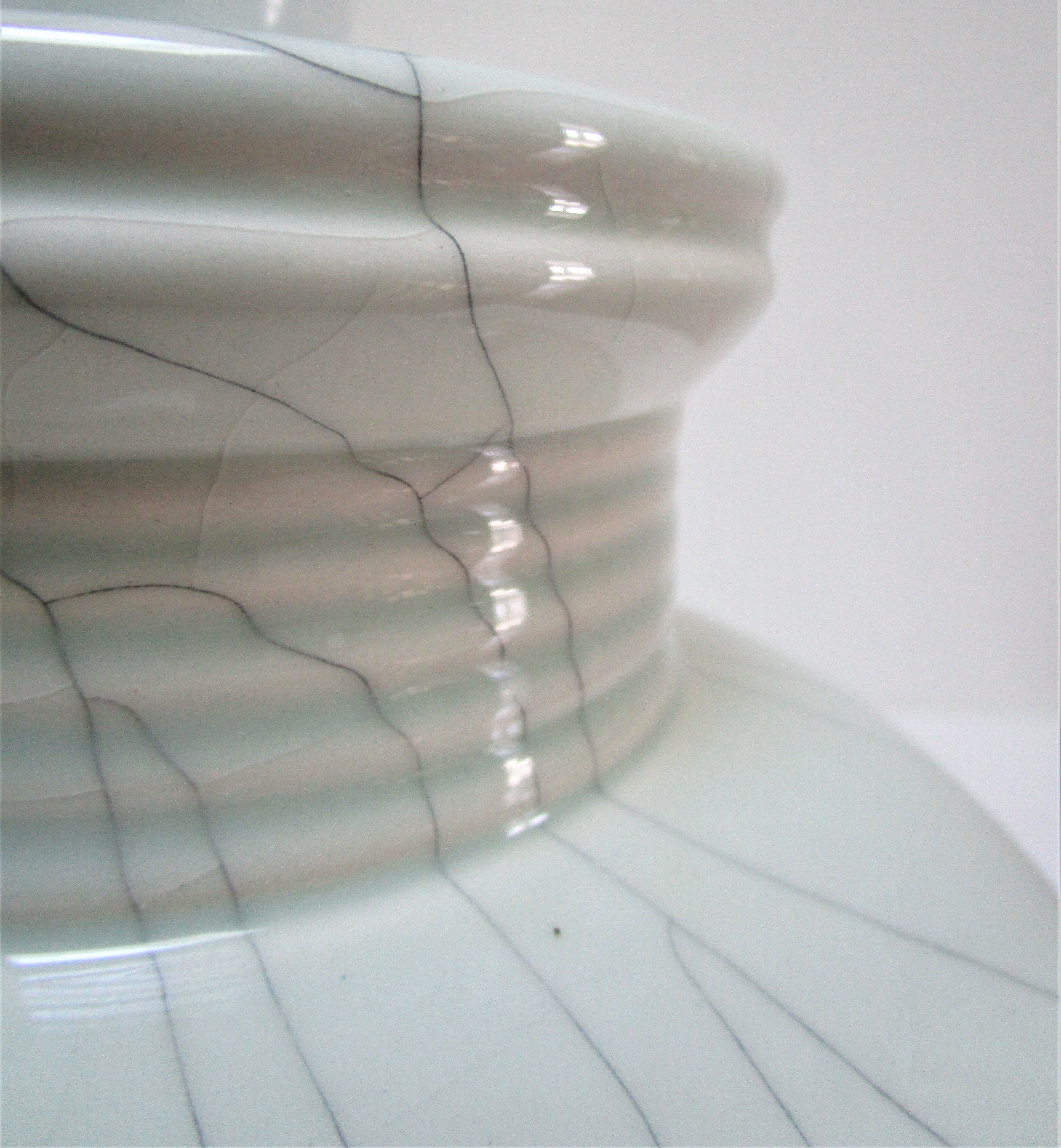 vintage soft light green cracked ceramic lamp foot