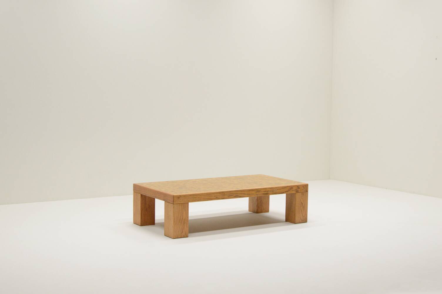 Rectangle oak mosaic coffee table from Rolf Middelboe & Gorm Lindum for Tranekaer, Denmark 70s.