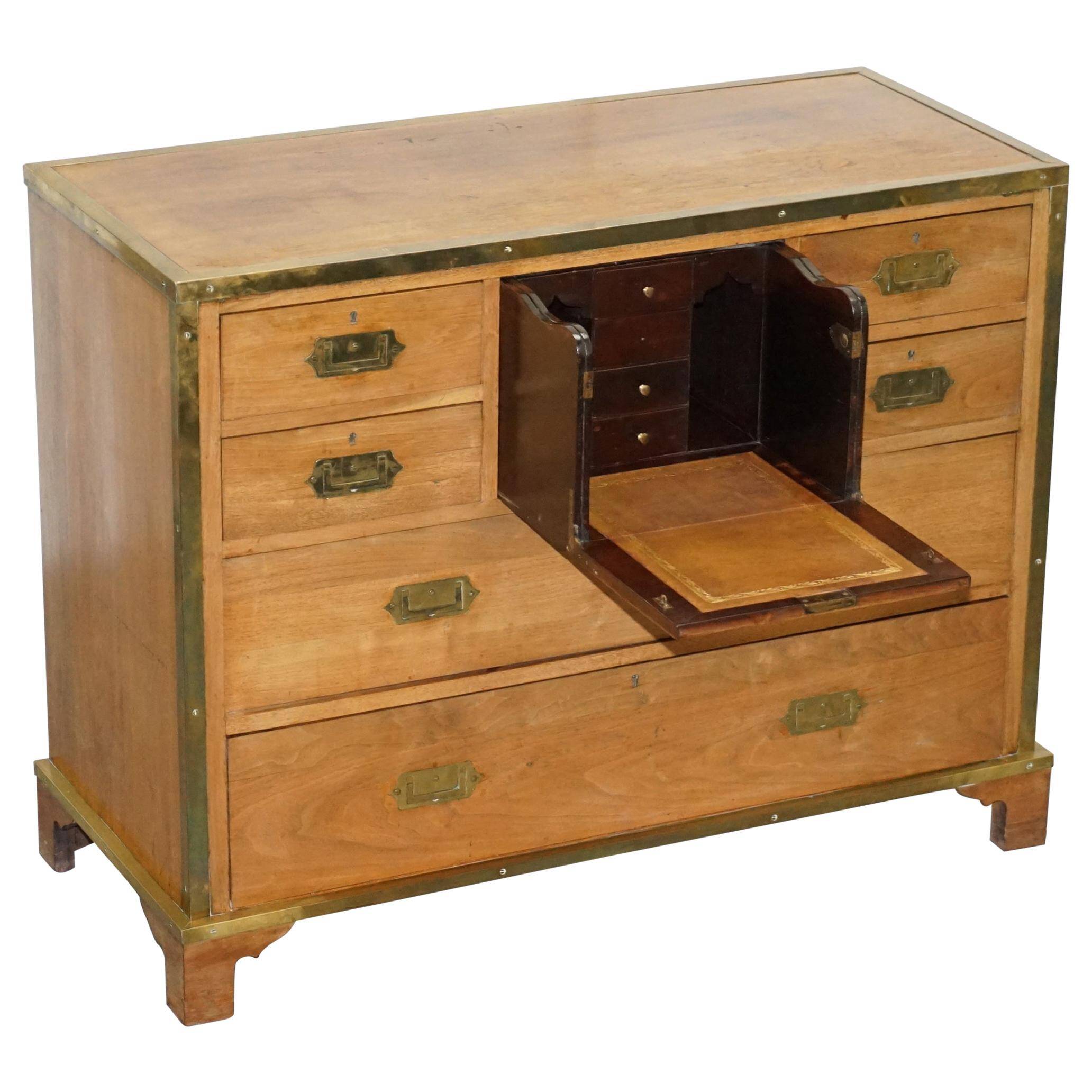 Military commode in solid oak and brass circa 1880