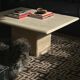 Table basse italienne en travertin du milieu du siècle