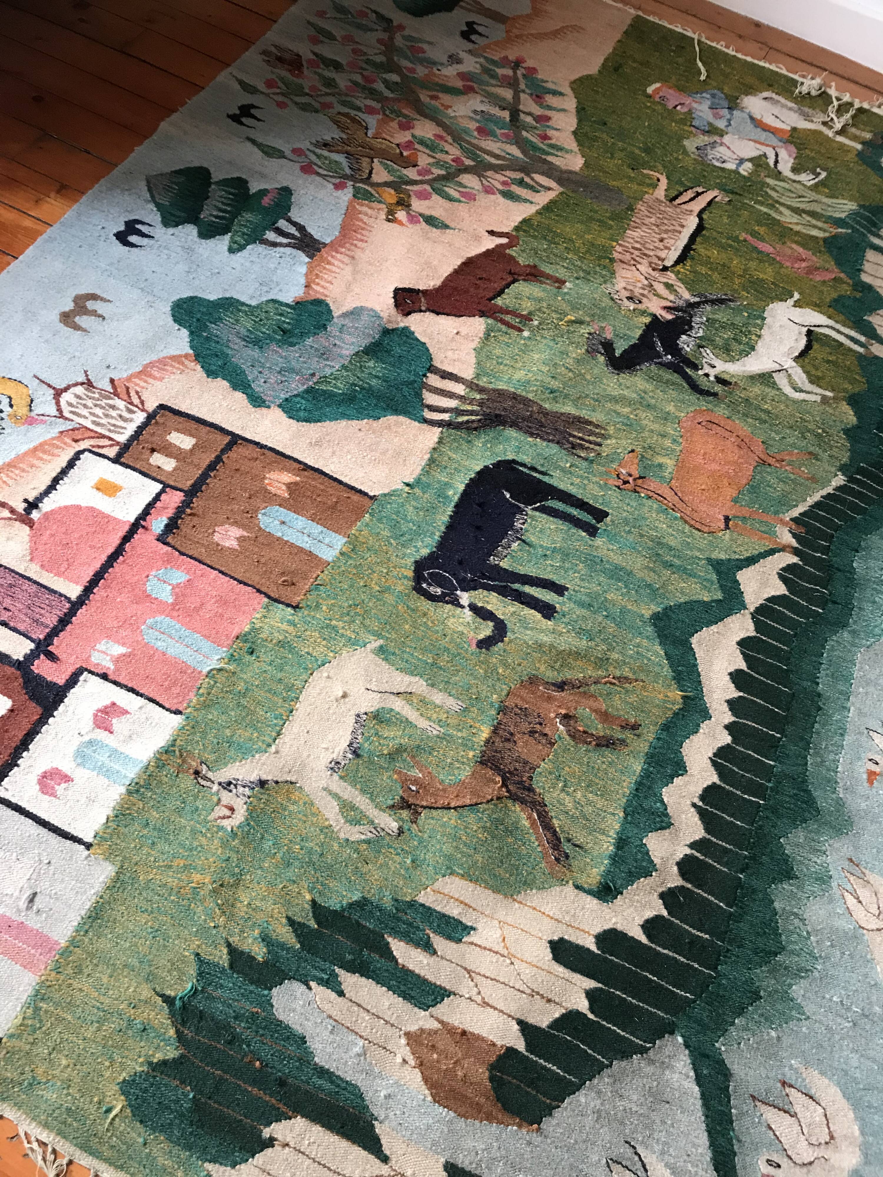 Vintage Egyptian Tapestry Ramsès Wissa Wassef circa 1960