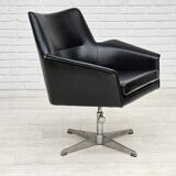 1960s, scandinavian design, swivel chair, original condition, artificial leather, cast aluminum base