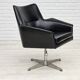 Années 60, design scandinave, chaise pivotante, état d'origine, cuir artificiel, base en aluminium moulé