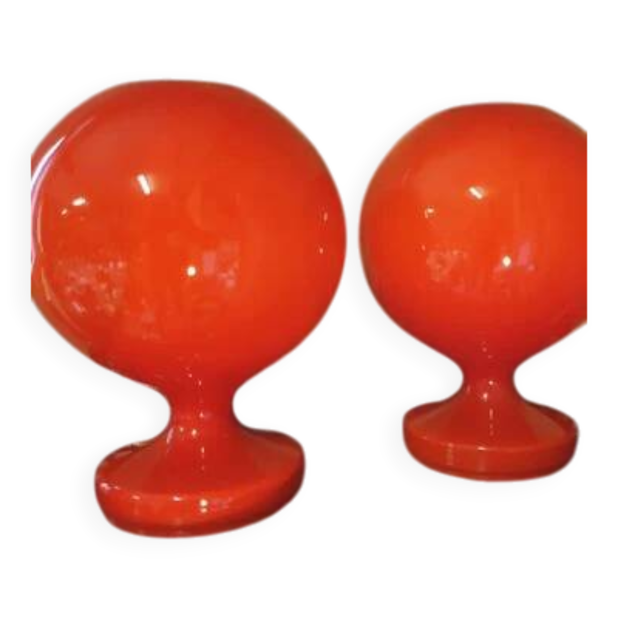 Pair of red opaline glass table lamps for Jihlava, Czechoslovakia, 1960s