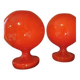 Pair of red opaline glass table lamps for Jihlava, Czechoslovakia, 1960s