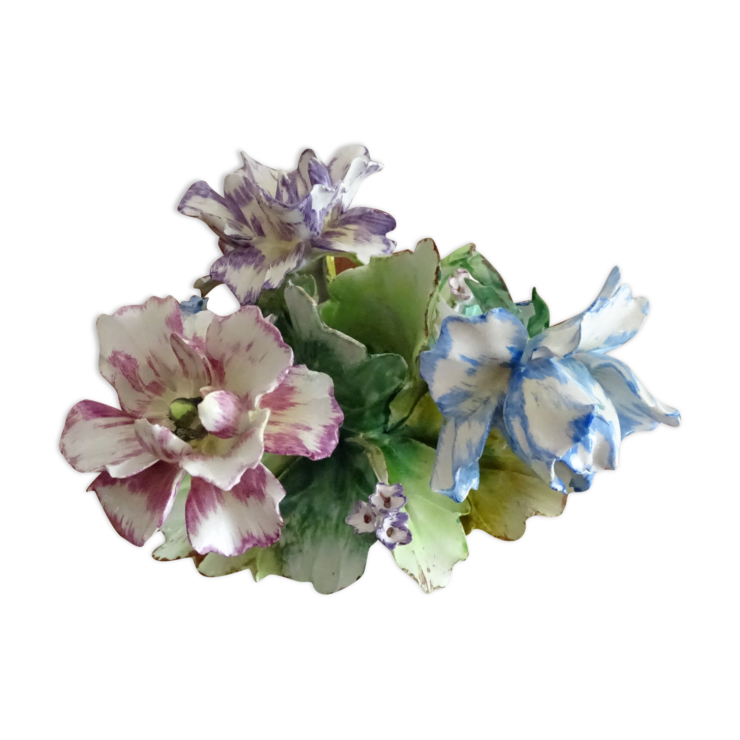 Flower candle holder in faience Old Capodimonte