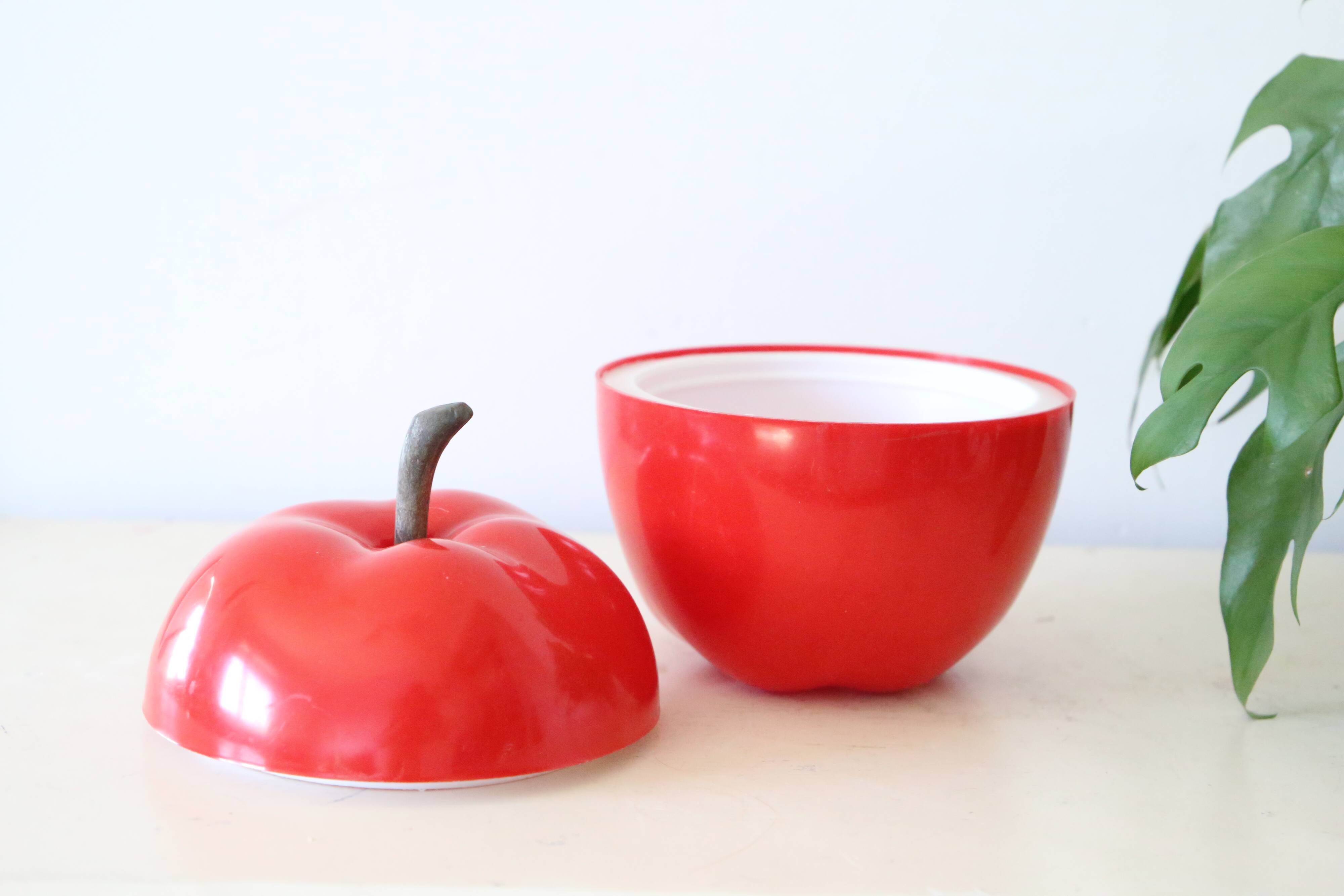 Red apple ice bucket, vintage