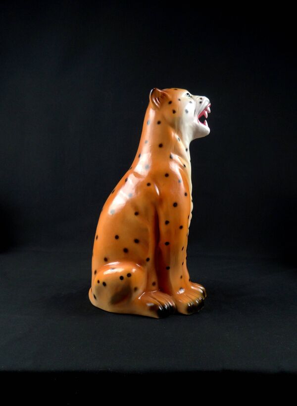 Statue Léopard vintage en céramique vintage années 70s Hollywood Regency