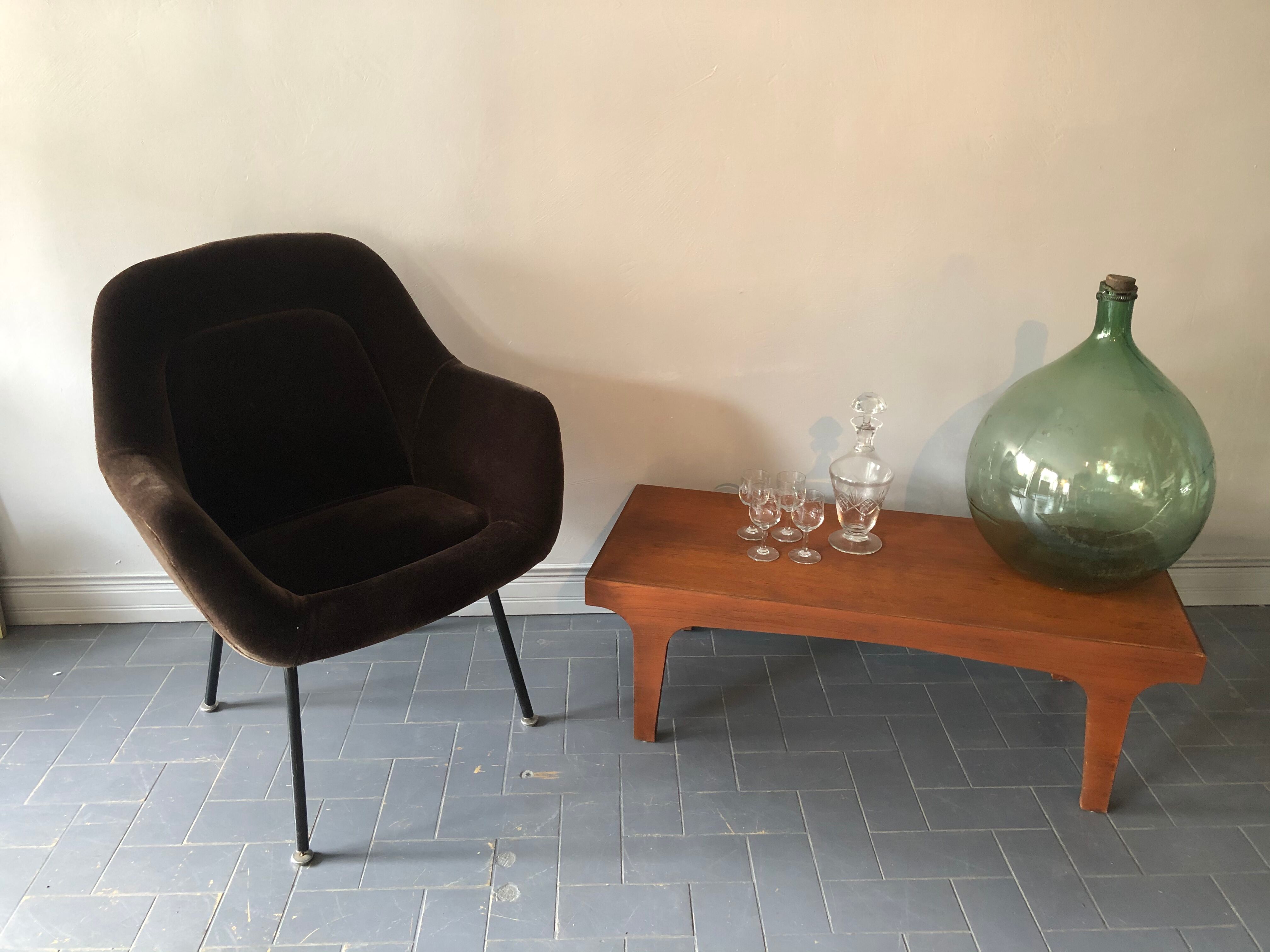Vintage velvet-covered chair