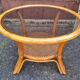 Round coffee table in cane and bamboo, vintage 1960