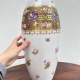 Very large limoges porcelain vase bernardaud white and iris gold