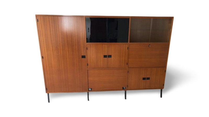 Teak secretary cabinet by Jean-René Caillette