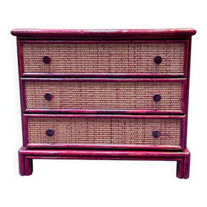 Commode vintage en rotin - roche bobois