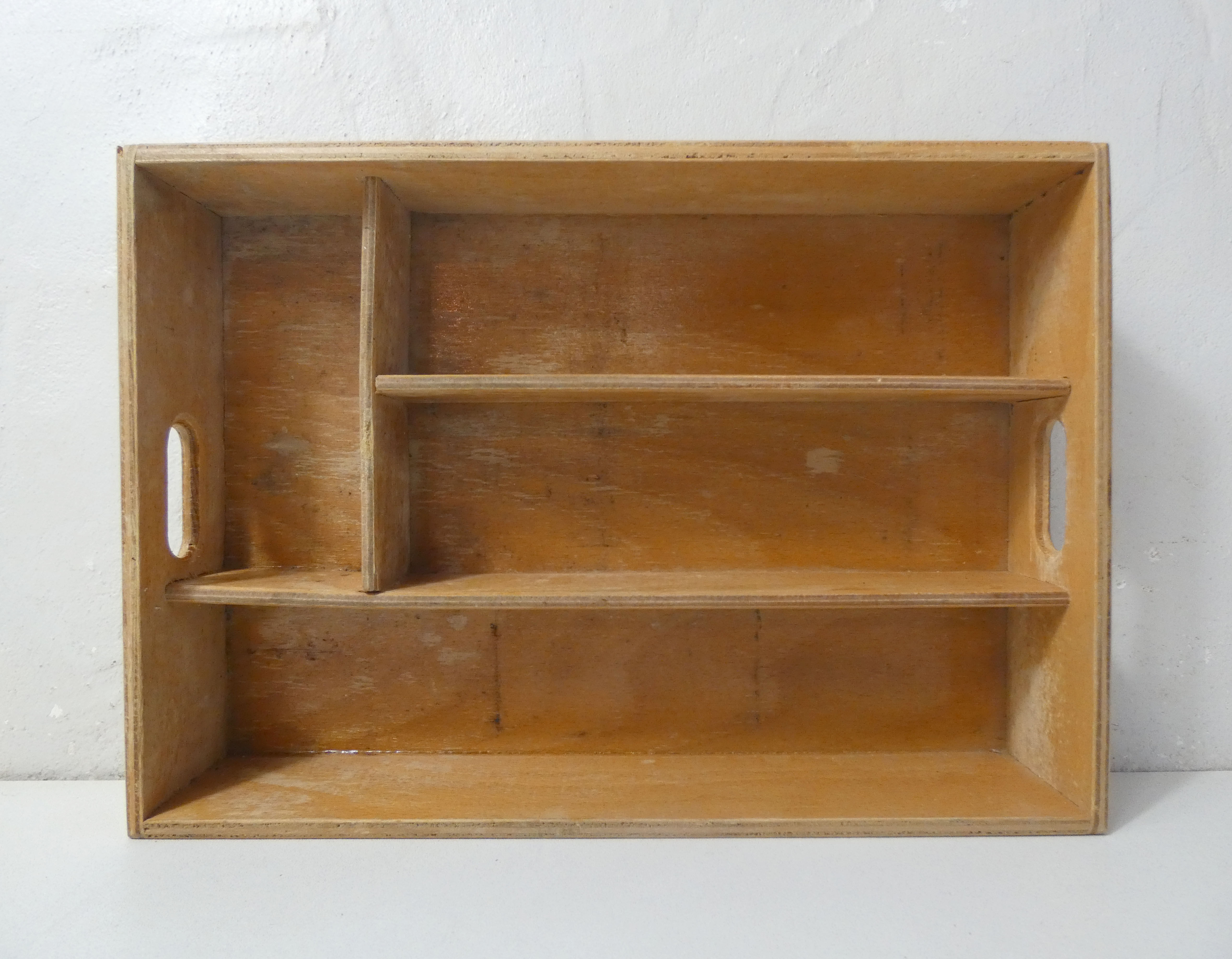 Old Vintage Wooden Compartmentalized Tray