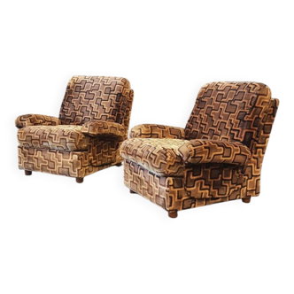 Paire de fauteuils en velours, 1970
