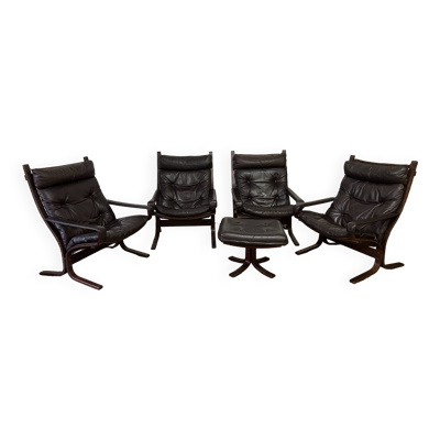 Ensemble de 4 Fauteuils et ottoman ''Siesta'' par Ingmar Relling