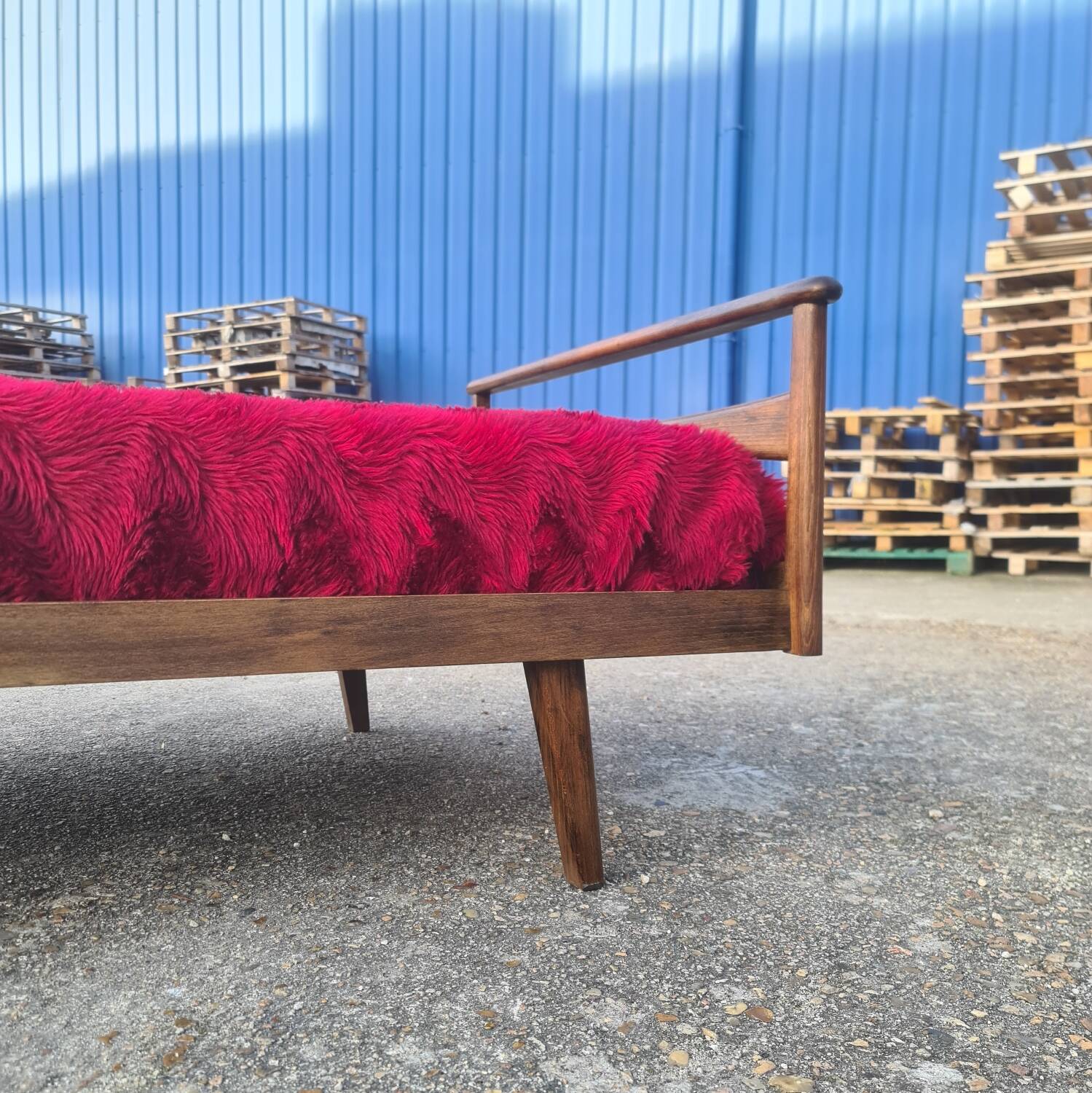 Single bed, Scandinavian teak daybed with compass feet, 1960s