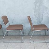 Set of 6 vintage low chairs in chrome metal