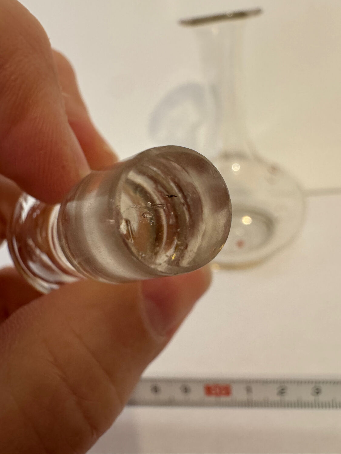 Antique blown glass carafe, enamelled with floral decoration, in the style of Legras.