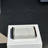 Trio of small rectangular serving dishes white and black Indonesian ceramic 21x16