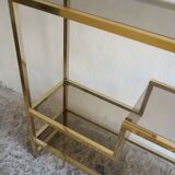 Bookcase or shelf in brass and smoked glass from the 70s