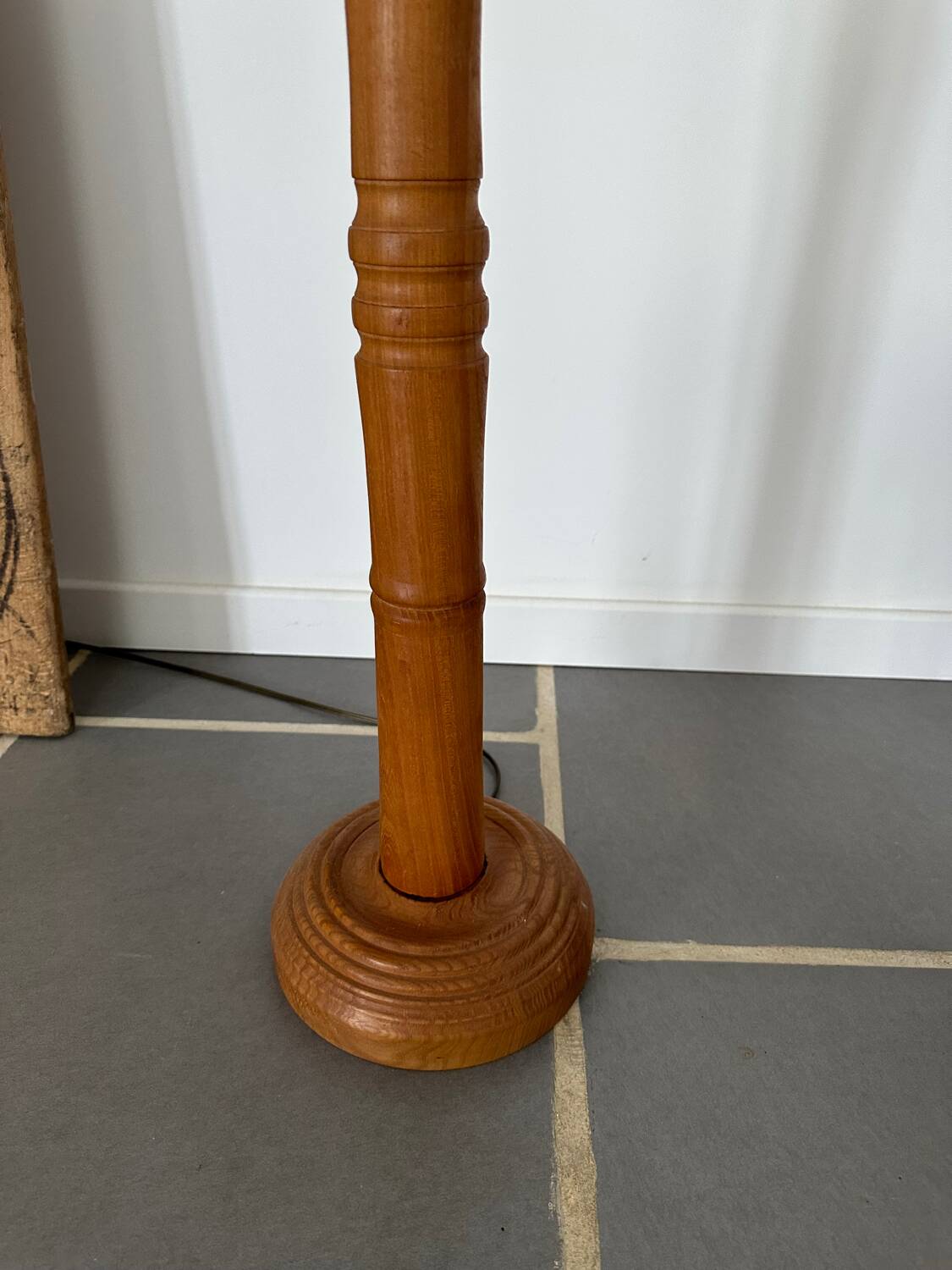 Modernist blond oak floor lamp