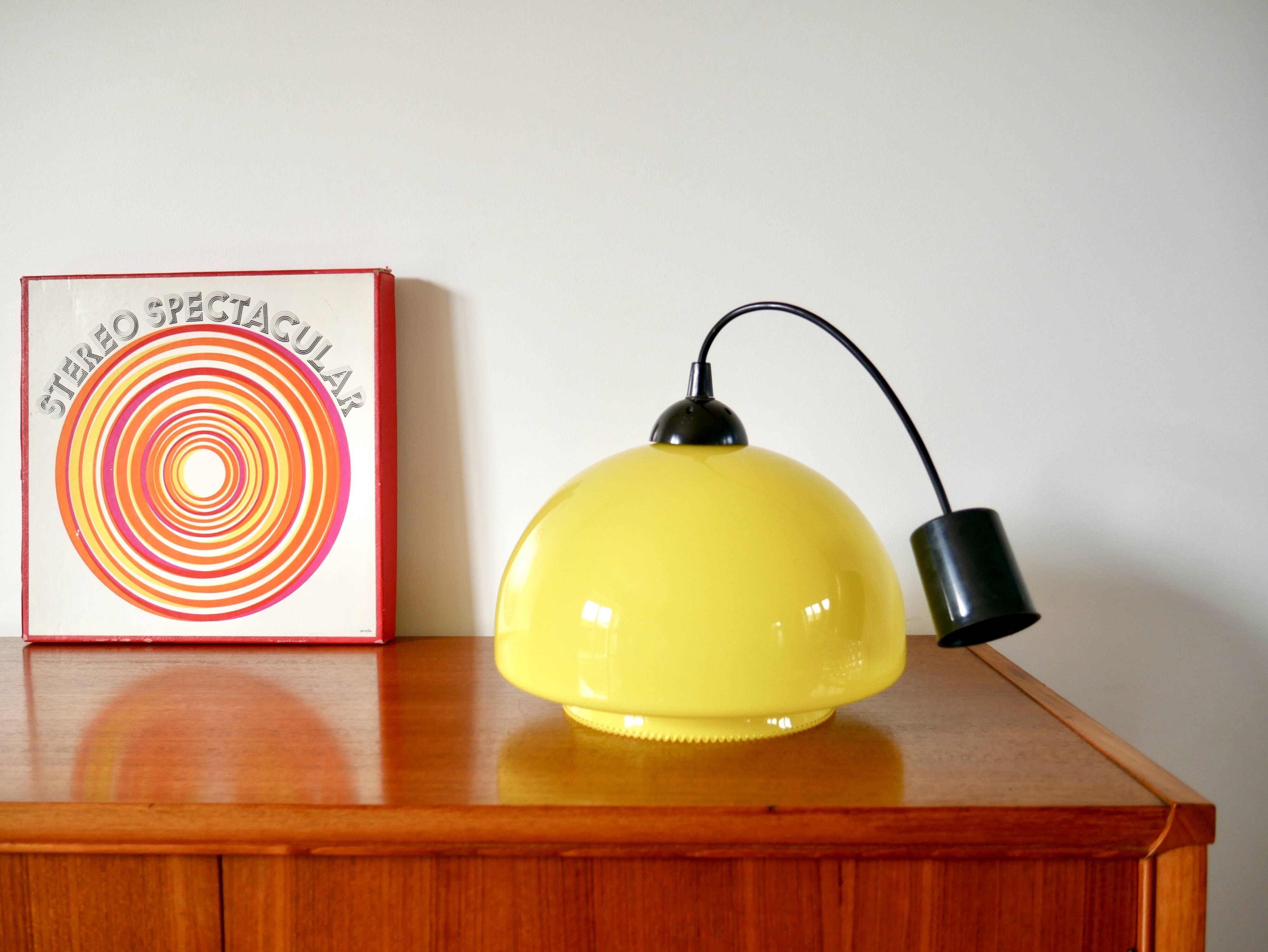 Suspension in yellow opaline mushroom design 60s-70s