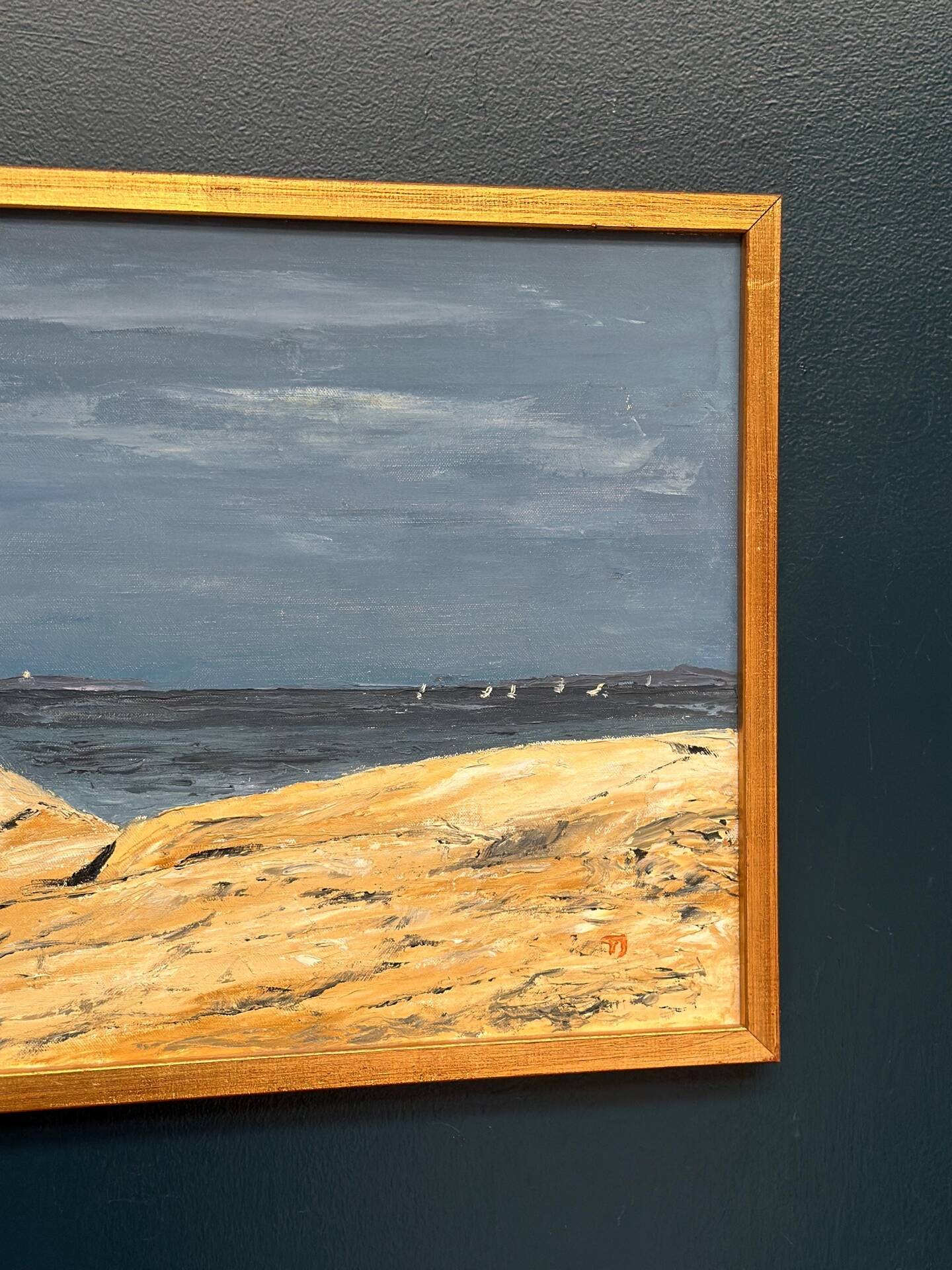 Swedish Oil on Canvas – “Seascape” by T.J. – Signed – Vintage & Framed