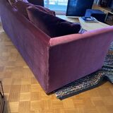 Plum velvet sofa