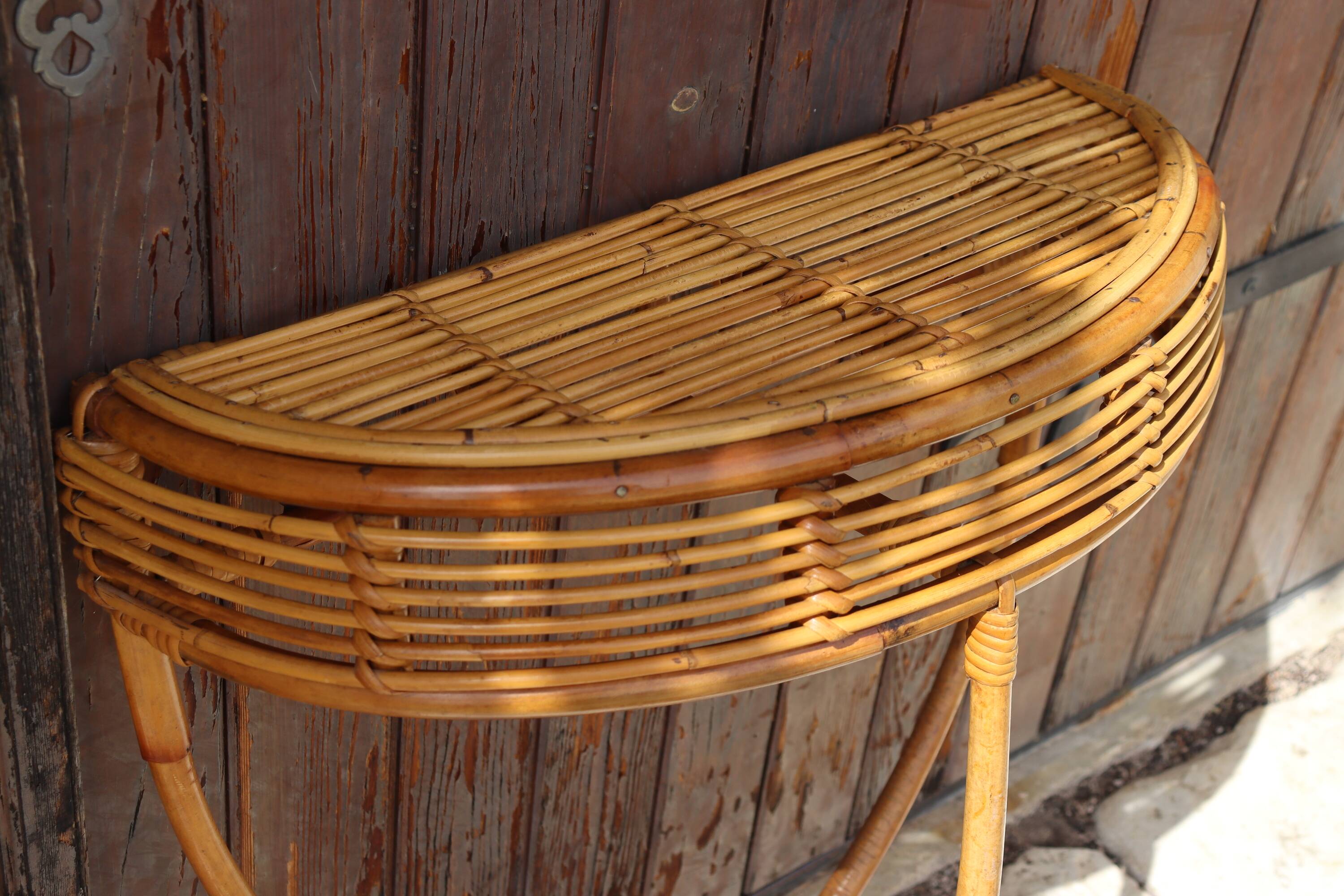 Rattan wall console Italy 1970