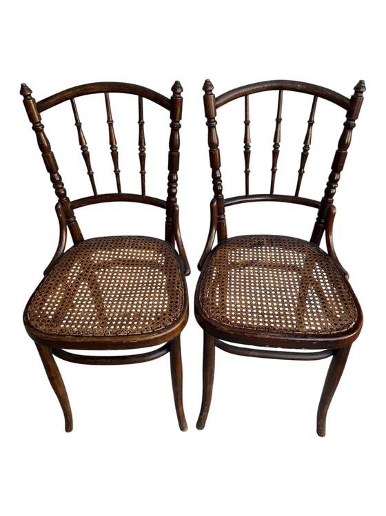 Pair of antique curved wood chairs – Weill & Co (circa 1900)